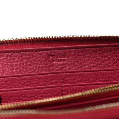Prada Vitello Daino Zip Around Wallet Peonia 8 of 10