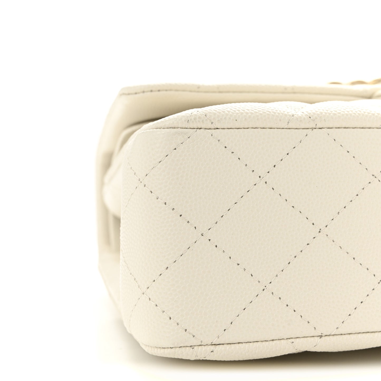 Caviar Quilted Medium Double Flap White
