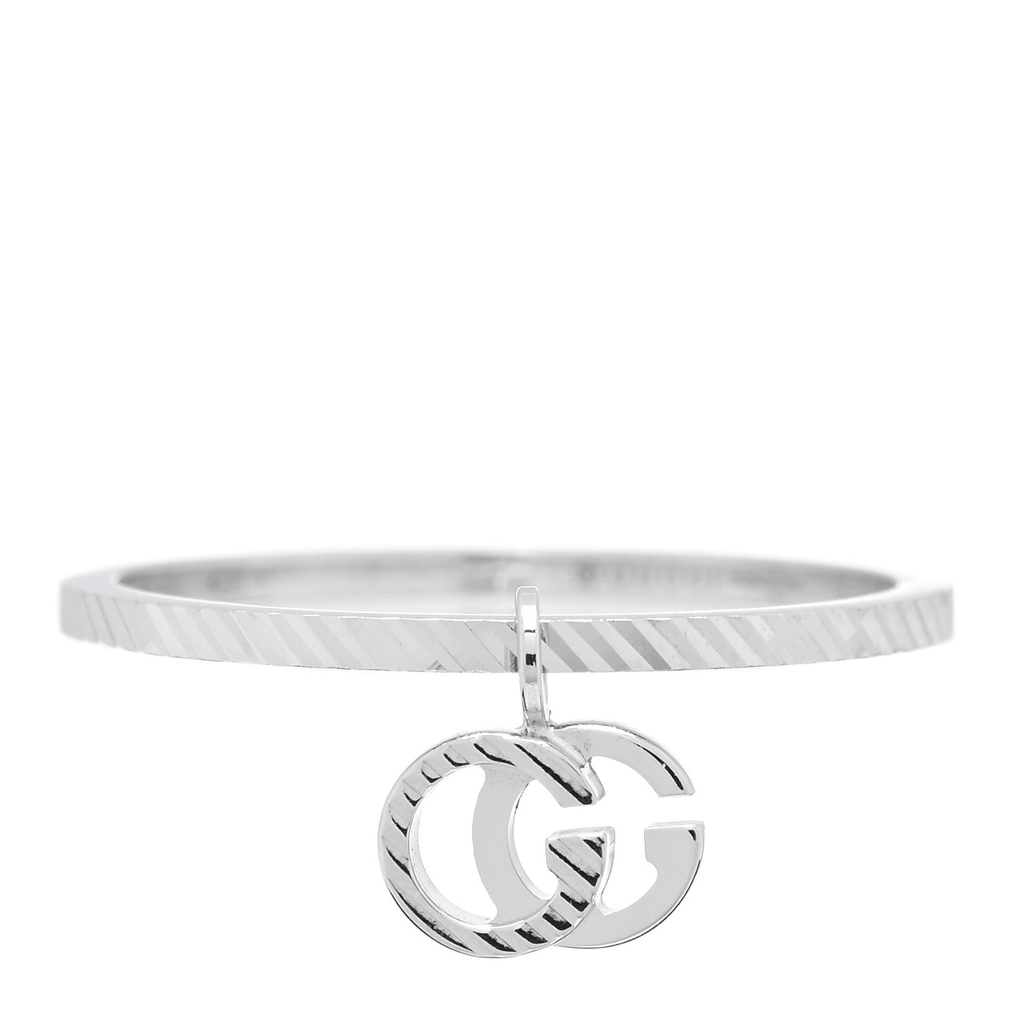 18K White Gold Running G Charm Ring 51 5.75