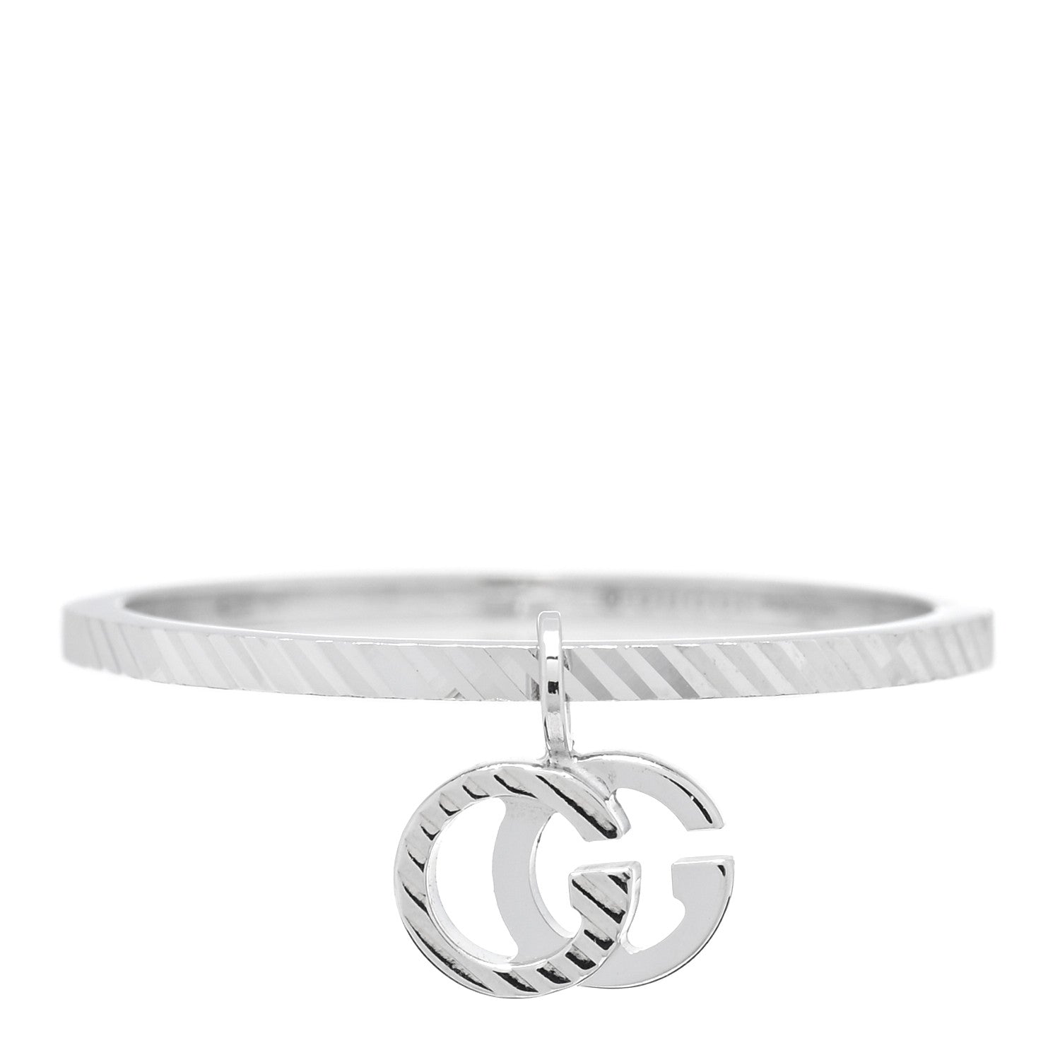 Gucci 18K White Gold Running G Charm Ring 51 5.75 1 of 5