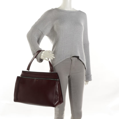 Celine Drummed Calfskin Large Edge Shoulder Bag Burgundy 2 of 7