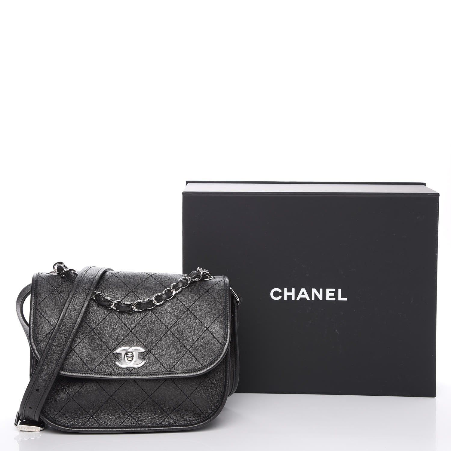 Chanel Calfskin Quilted Jungle Stroll Messenger Bag Black 8 of 8