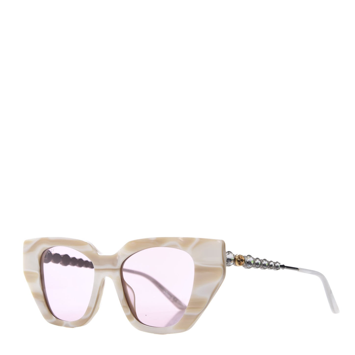 Crystal Embellished Cat Eye GG0641S Sunglasses White