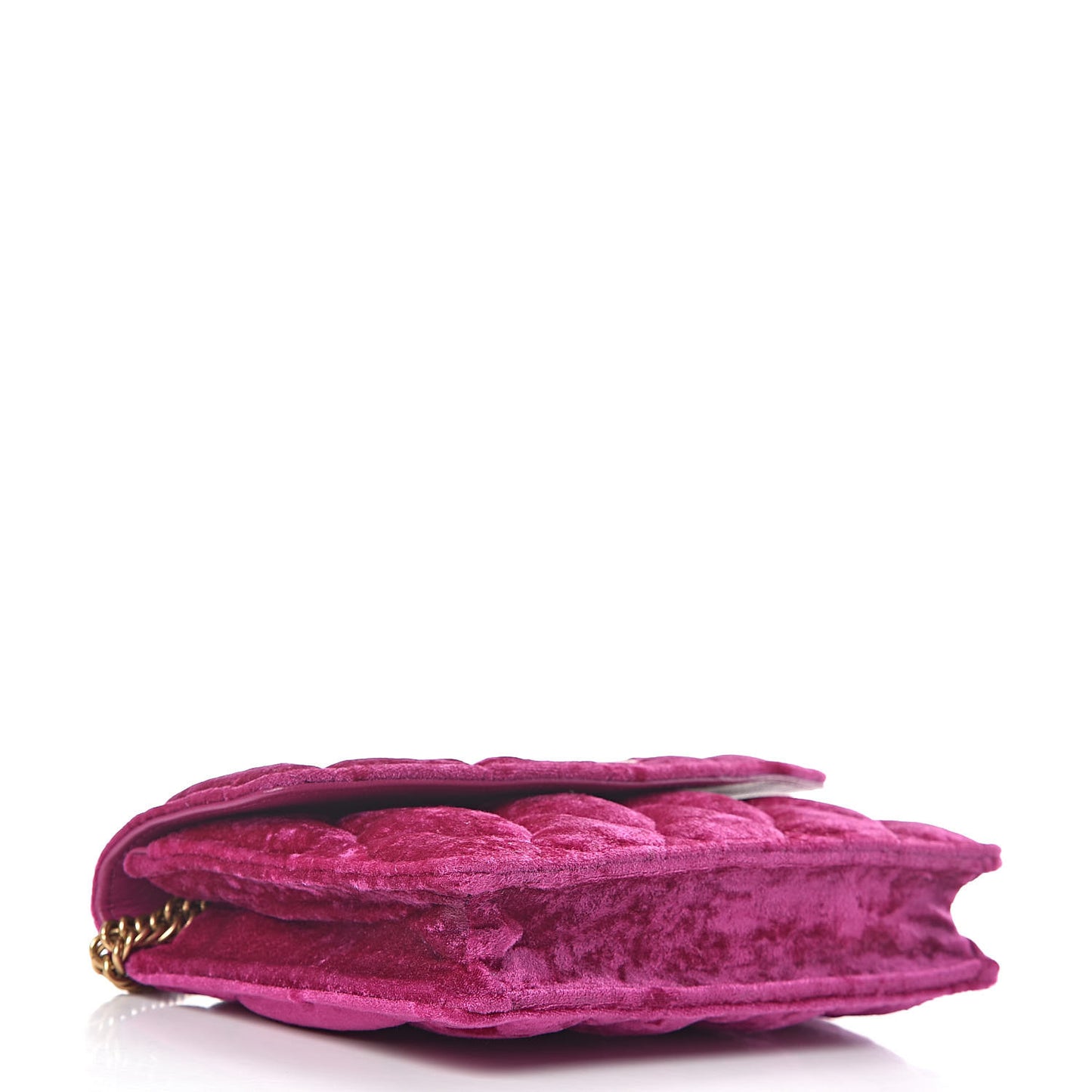 Crushed Velvet Crystal Mattress Quilted BB Wallet On Chain Fuchsia