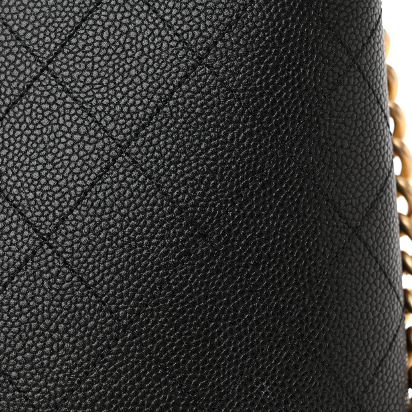 Caviar Stitched Large Shopping Tote Bag Black