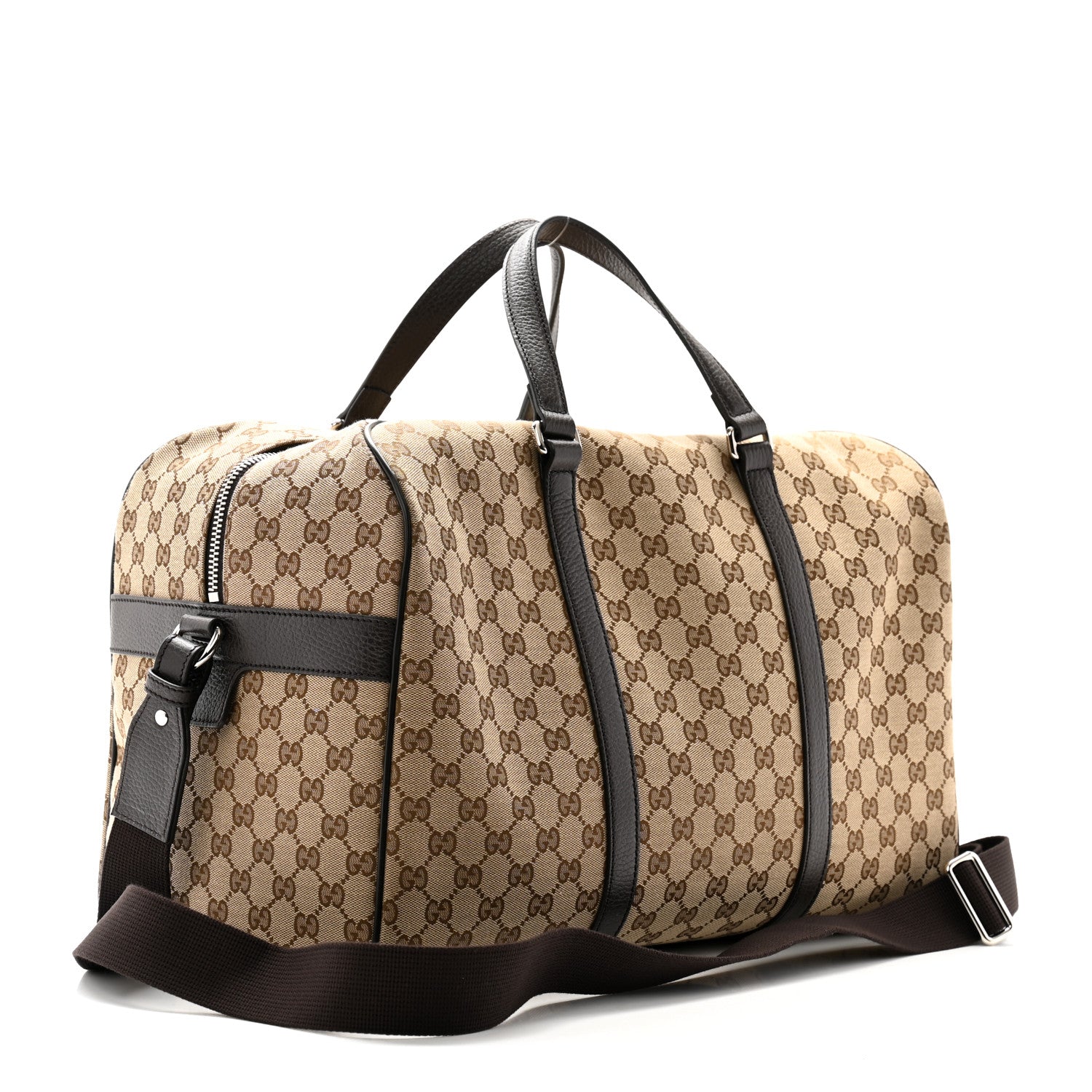 Gucci Monogram Dollar Calfskin Boston Duffle Bag Beige Ebony Testa di Moro Marrone Scuro 2 of 11