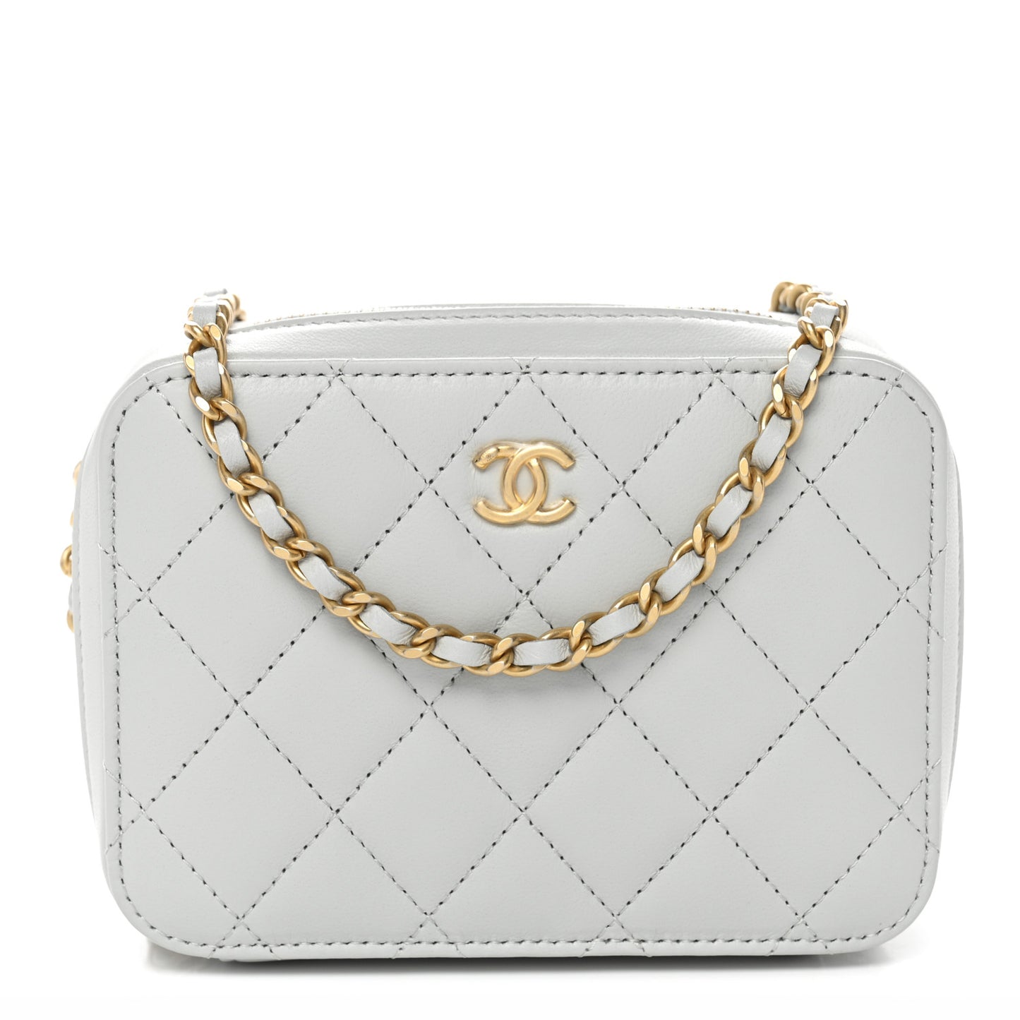 Lambskin Quilted CC Pearl Crush Camera Case Grey