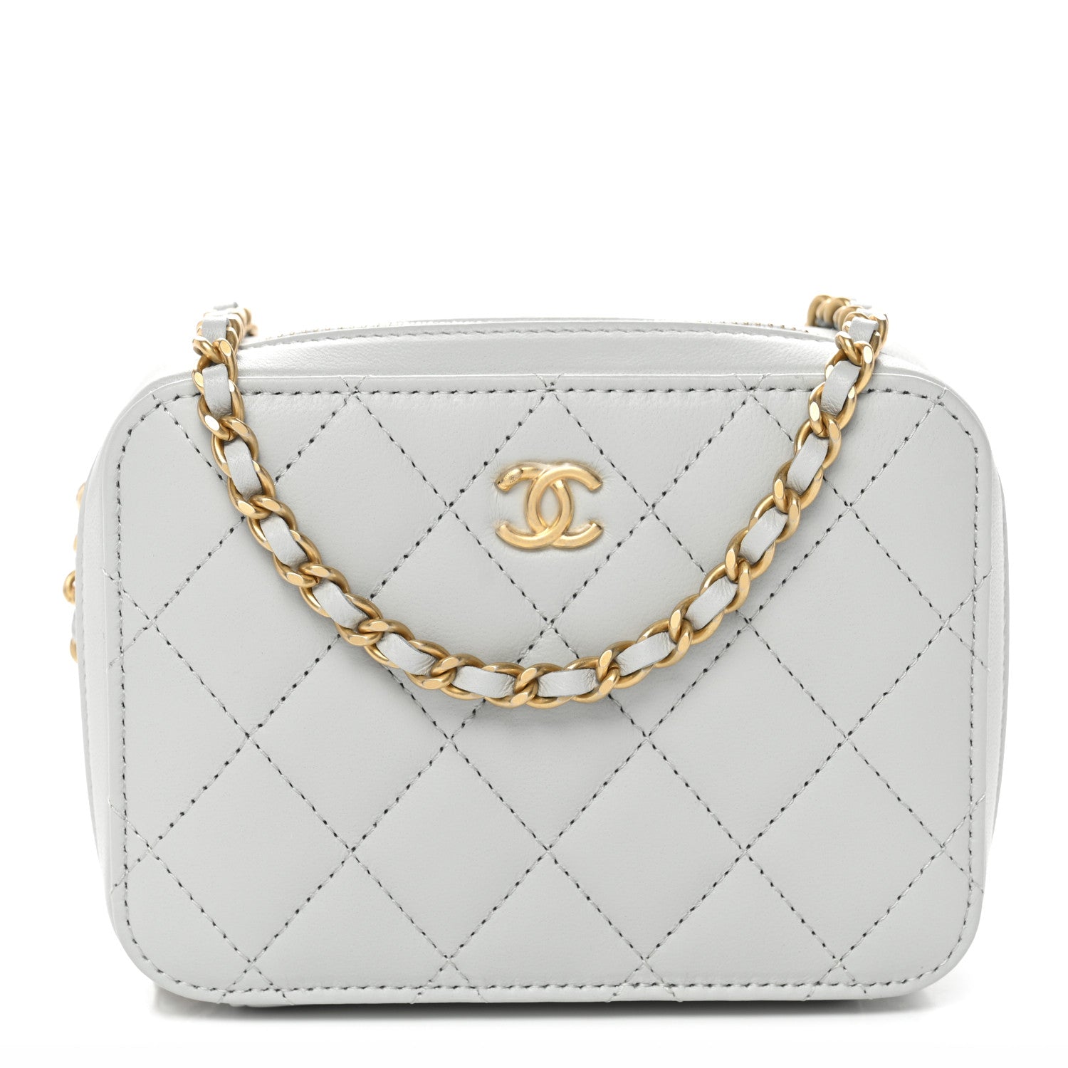 Chanel Lambskin Quilted CC Pearl Crush Camera Case Grey 1 of 11