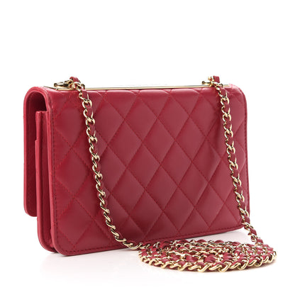 Chanel Lambskin Quilted Trendy CC Wallet On Chain WOC Dark Pink 3 of 12
