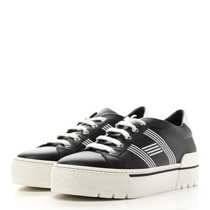 Hermes Calfskin Womens Dare Sneakers 39 Black White 3 of 9