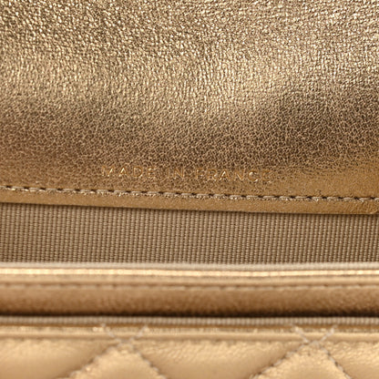Chanel Metallic Lambskin Quilted Flap Card Holder Wallet Gold 7 of 8