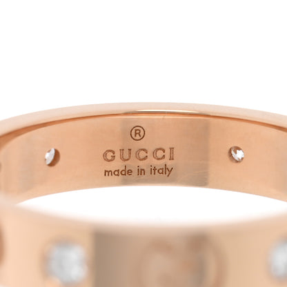 Gucci 18K Rose Gold Diamond Icon Band Ring 56 7.5 4 of 4