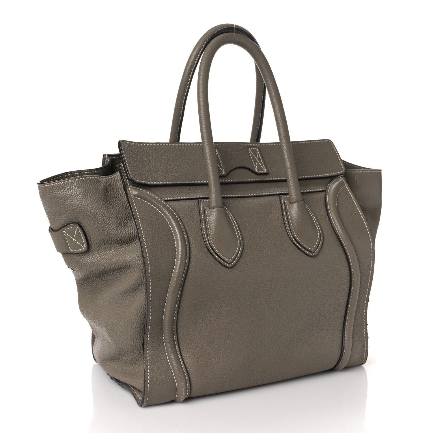 Celine Drummed Calfskin Mini Luggage Bag Souris 2 of 11