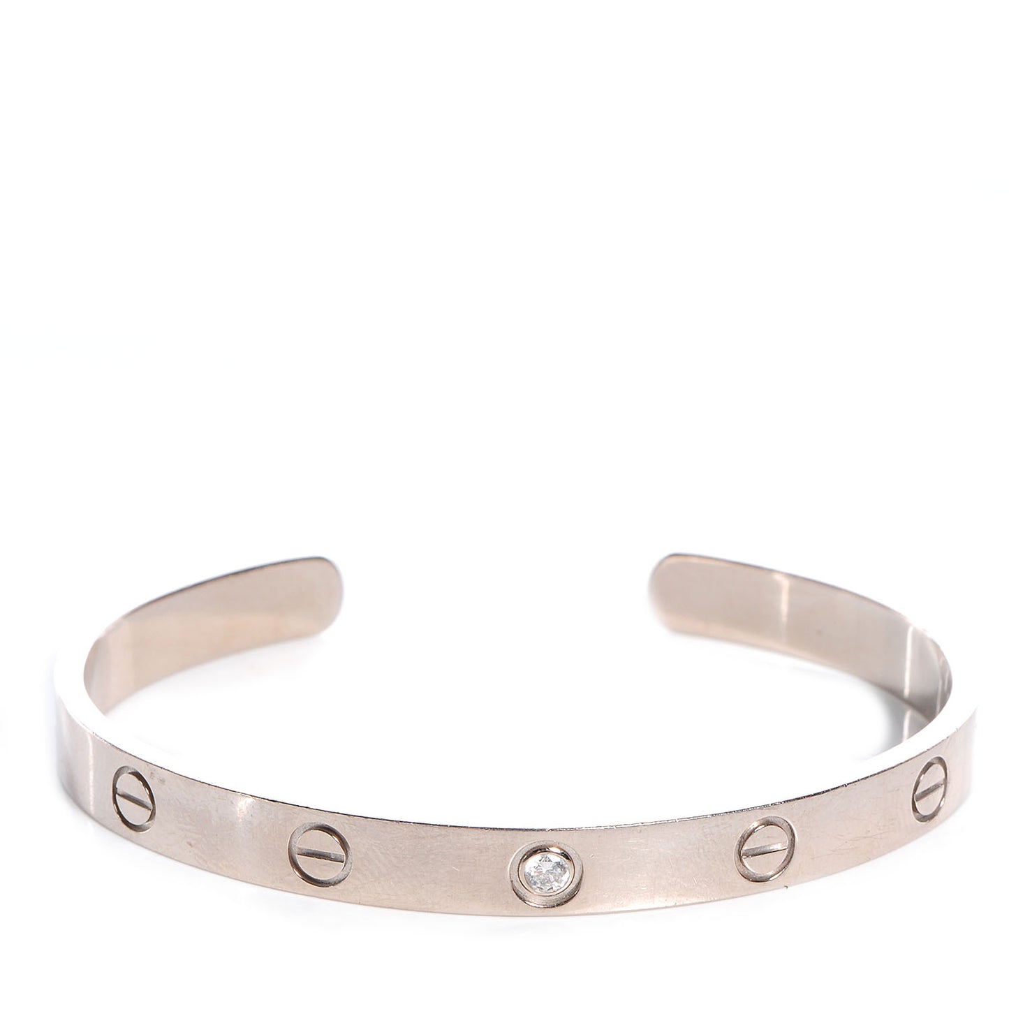 18K White Gold 1 Diamond LOVE Cuff Bracelet 18