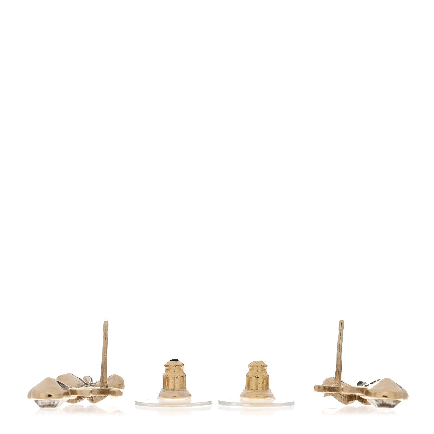 Chanel Crystal Shamrock CC Heart Earrings Gold 3 of 5
