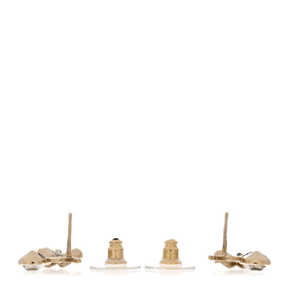 Chanel Crystal Shamrock CC Heart Earrings Gold 3 of 5