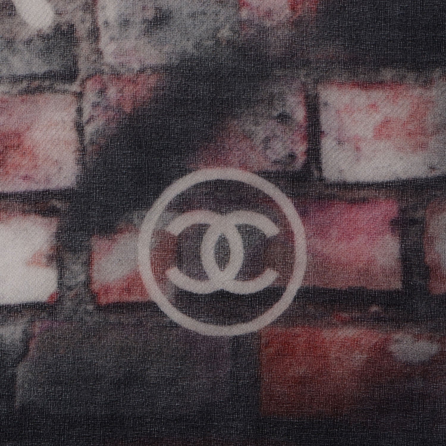 Chanel Cashmere CC Street Art Stole Red Black 3 of 6