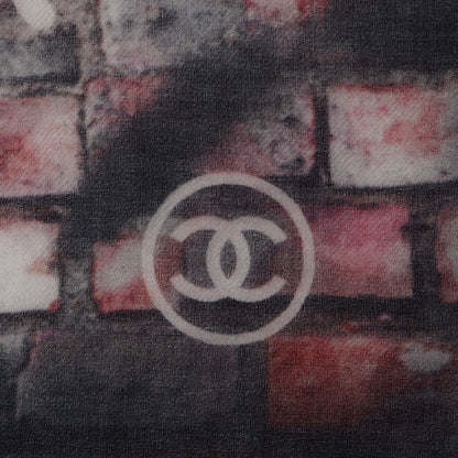 Chanel Cashmere CC Street Art Stole Red Black 3 of 6