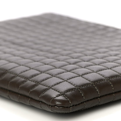 Celine Calfskin Quilted C Charm Pouch Khaki 11 of 13