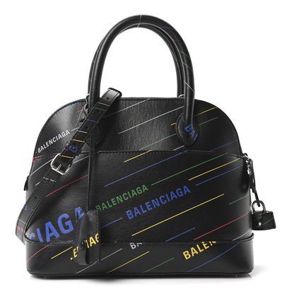 Balenciaga Calfskin Logo Print S Ville Top Handle Bag Black Multicolor 1 of 10