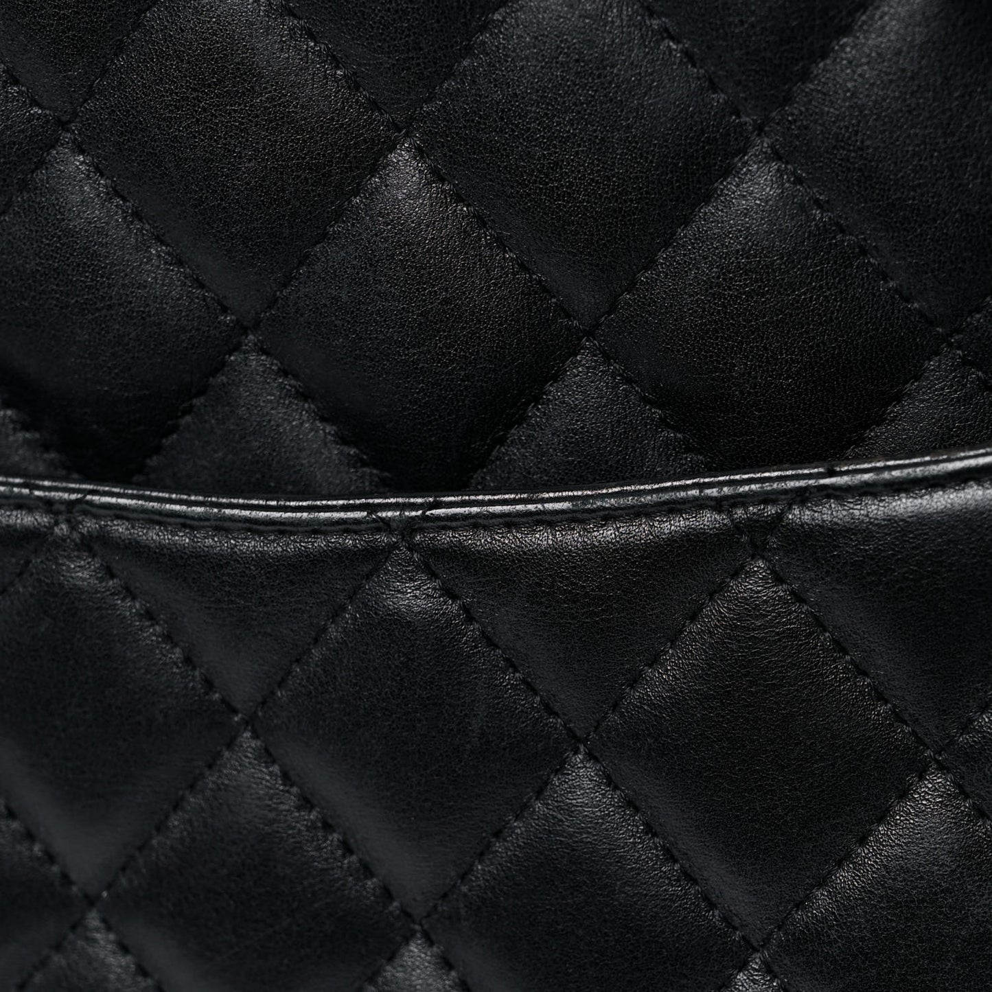 Calfskin Quilted Large Cambon Tote Black