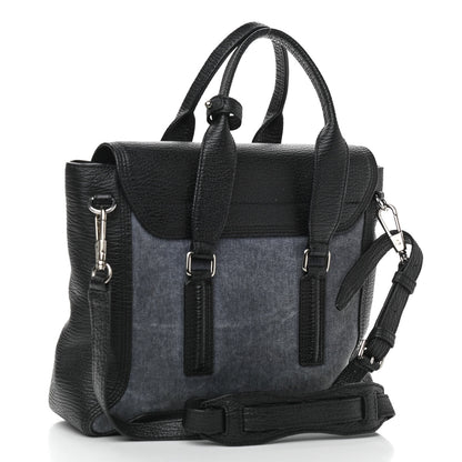 3.1 Phillip Lim Textured Calfskin Denim Medium Pashli Satchel Black 3 of 12