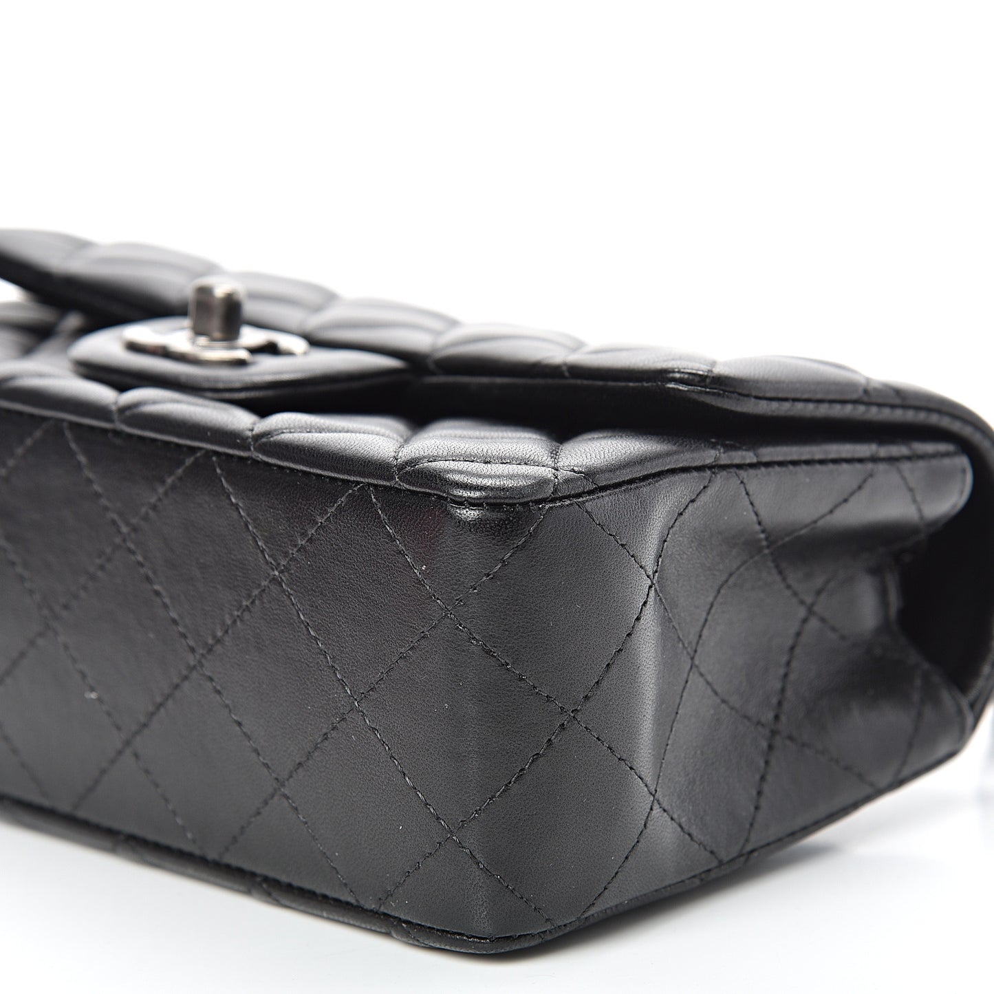 Lambskin Quilted Mini Rectangular Flap Black