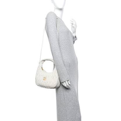 Miu Miu Nappa Matelasse Regular Wander Hobo White 2 of 11