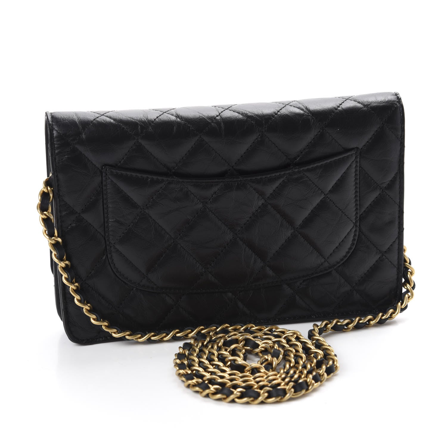 Chanel Aged Calfskin Quilted Lucky Charms Casino 2.55 Reissue Wallet On Chain WOC Black 3 of 12