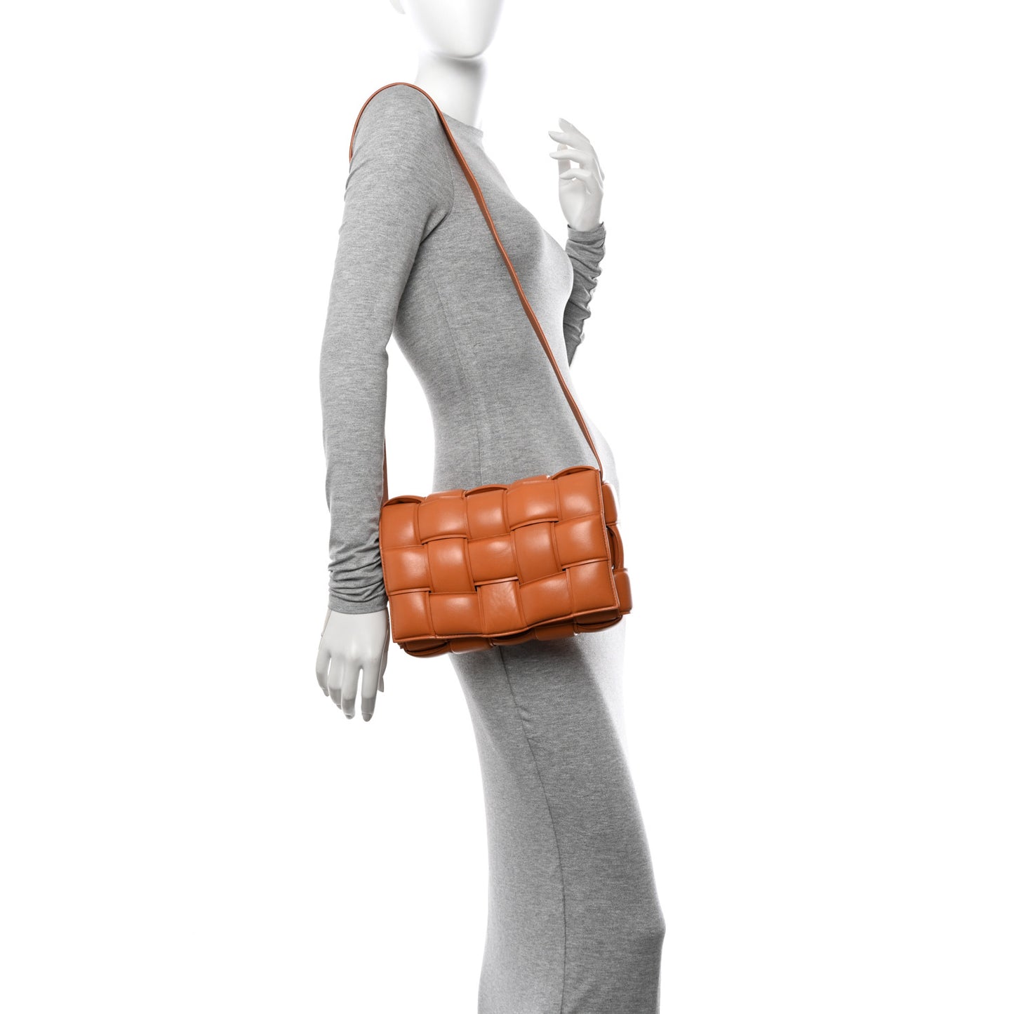 Nappa Maxi Intreccio Padded Cassette Crossbody Bag Clay