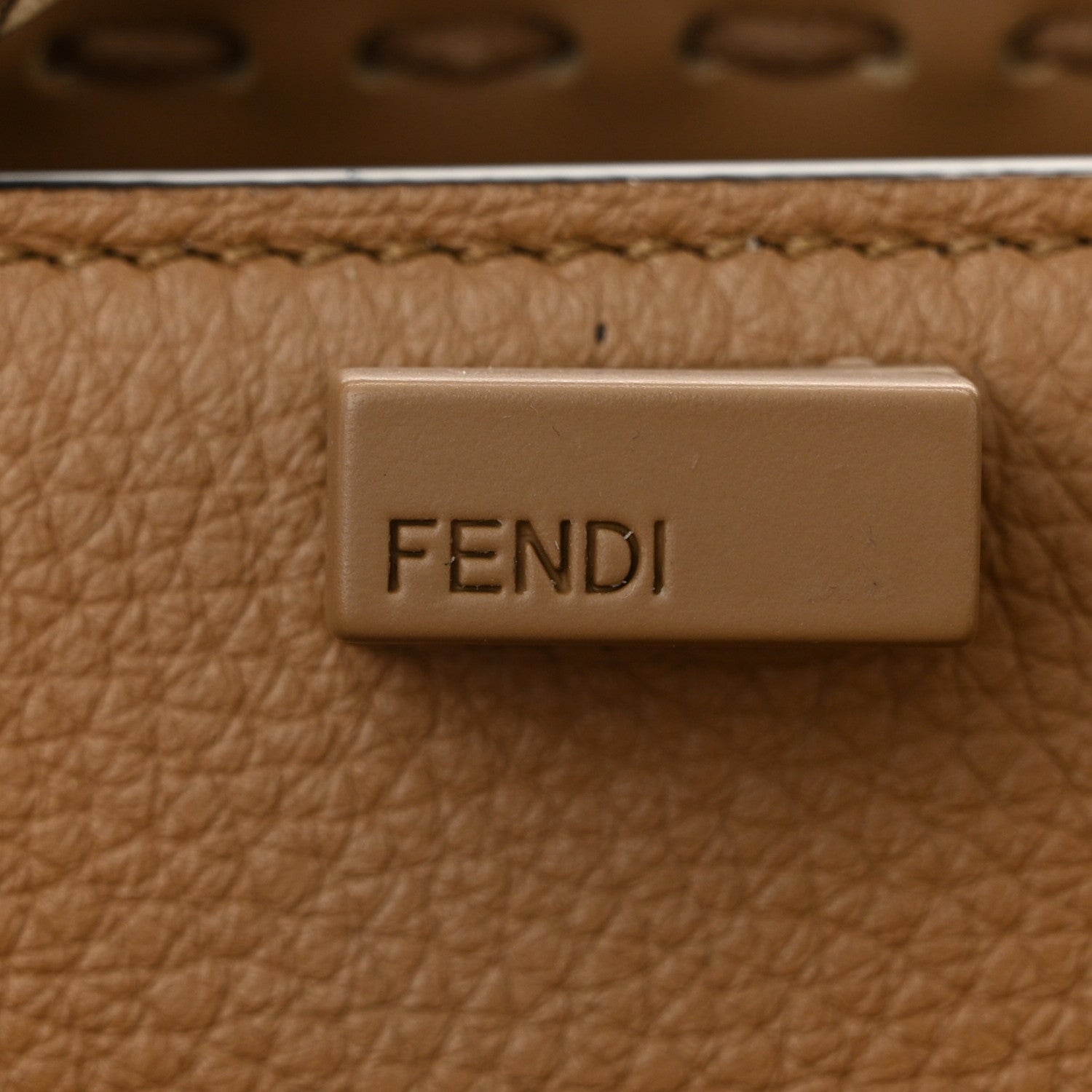 Fendi Cuoio Romano Vitello Elaphe Cover Sellerissima Monochrome Mini Peekaboo I SEE U Satchel Cammello 7 of 10