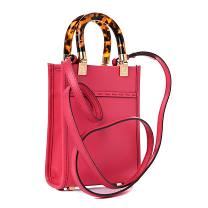 Fendi Vitello King Plexiglass Logo Embossed Mini Fendi Sunshine Shopper Tote Lampone 5 of 9