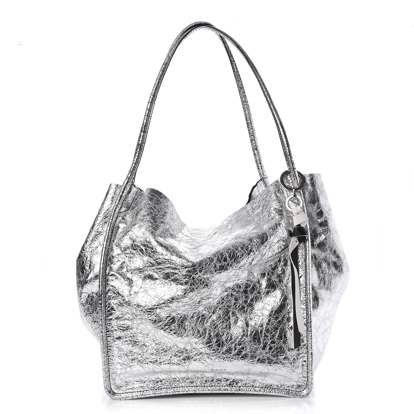 Metallic Calfskin Extra Large Tote Silver