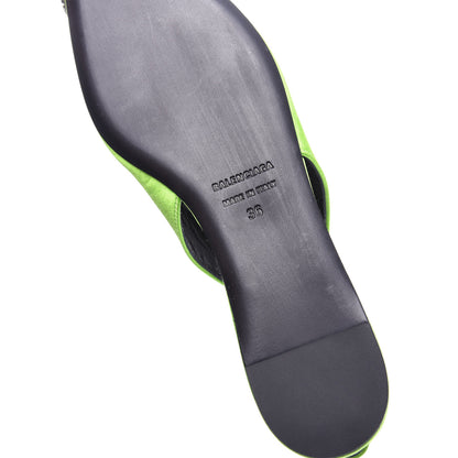 Balenciaga Satin BB Knife Pointy Toe Slingback Flats 36 Neon Green 9 of 10
