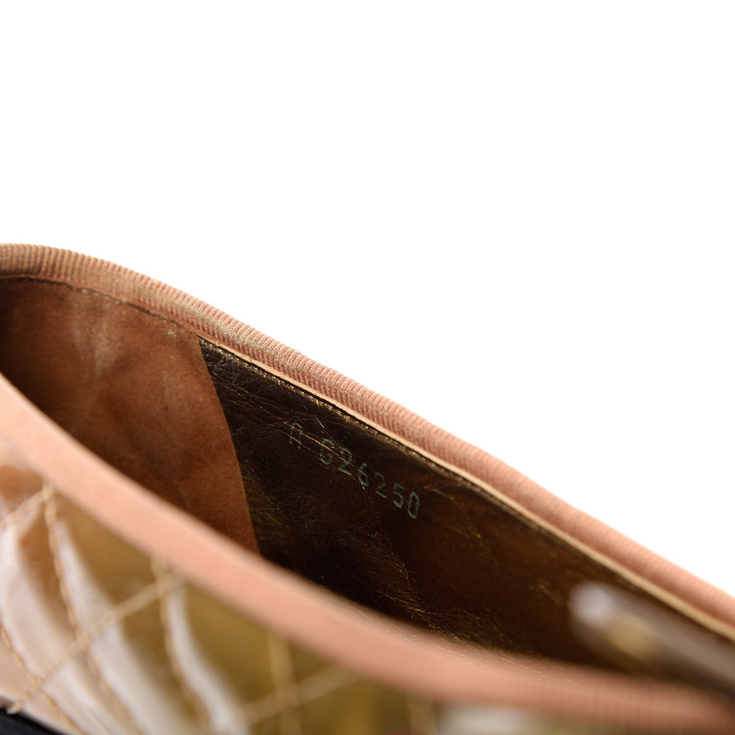Metallic Patent Quilted CC Cap Toe Ballerina Flats 37.5 Bronze Grey