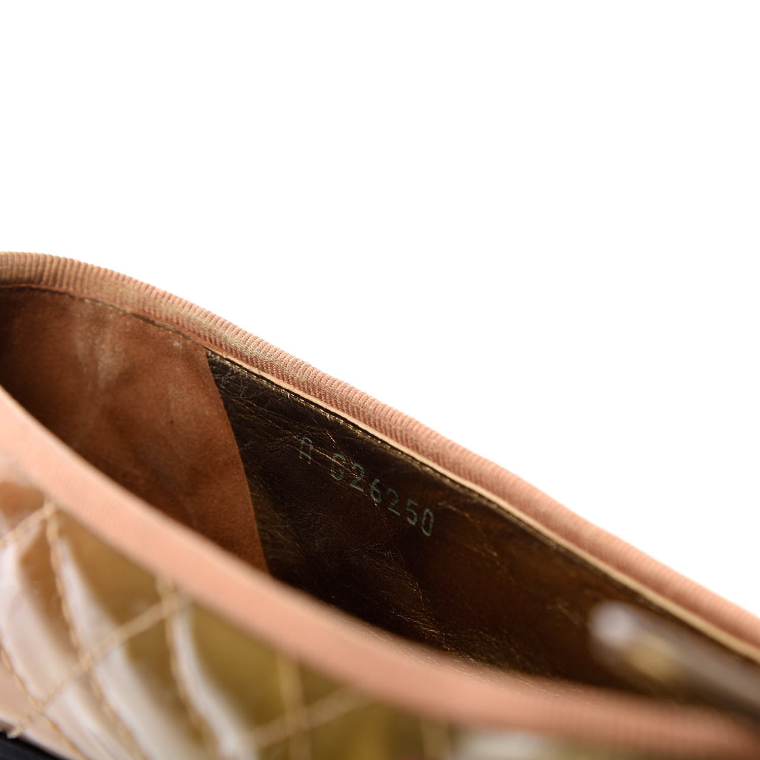 Chanel Metallic Patent Quilted CC Cap Toe Ballerina Flats 37.5 Bronze Grey 10 of 11