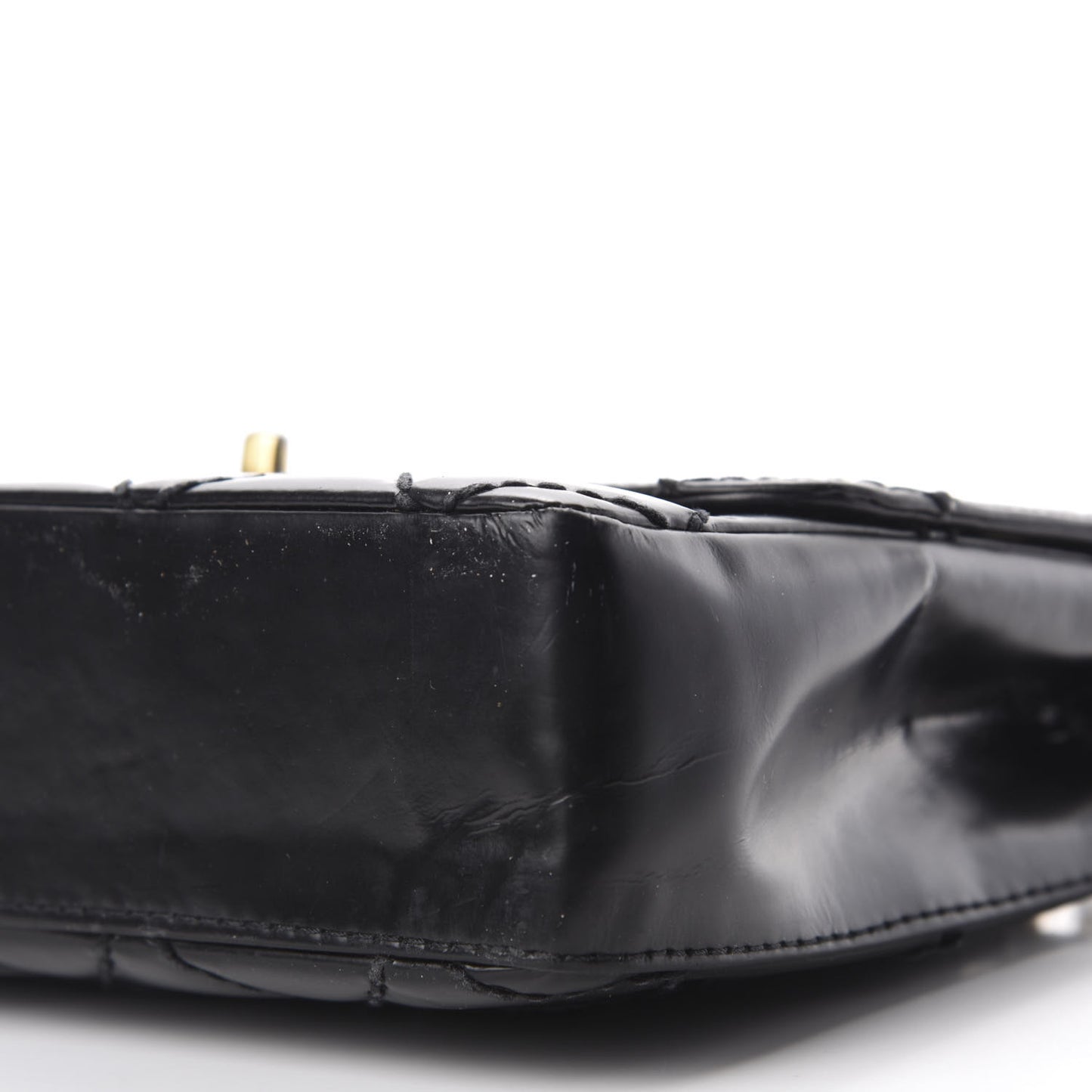 Glazed Calfskin Quilted Medium Single Flap Black
