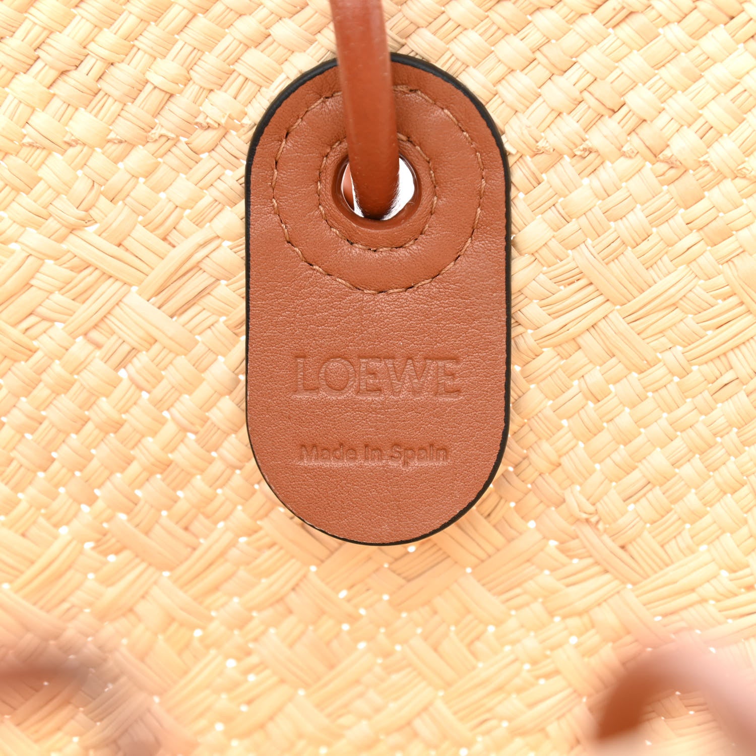 Loewe Calfskin Raffia Small Anagram Basket Tote Bag Natural Tan 5 of 11