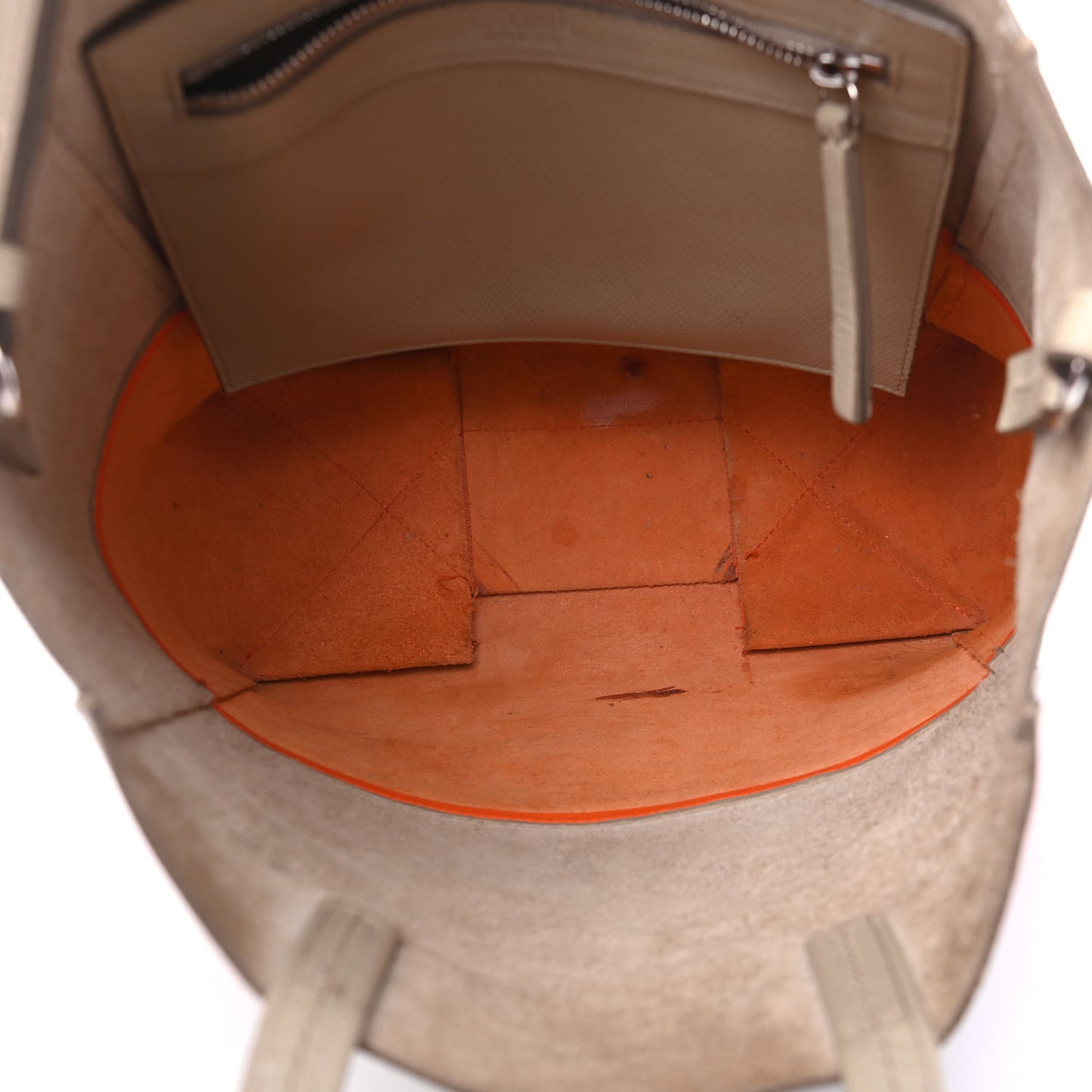 Grained Calfskin Small Vertical Bi-Cabas Fluo Orange Taupe