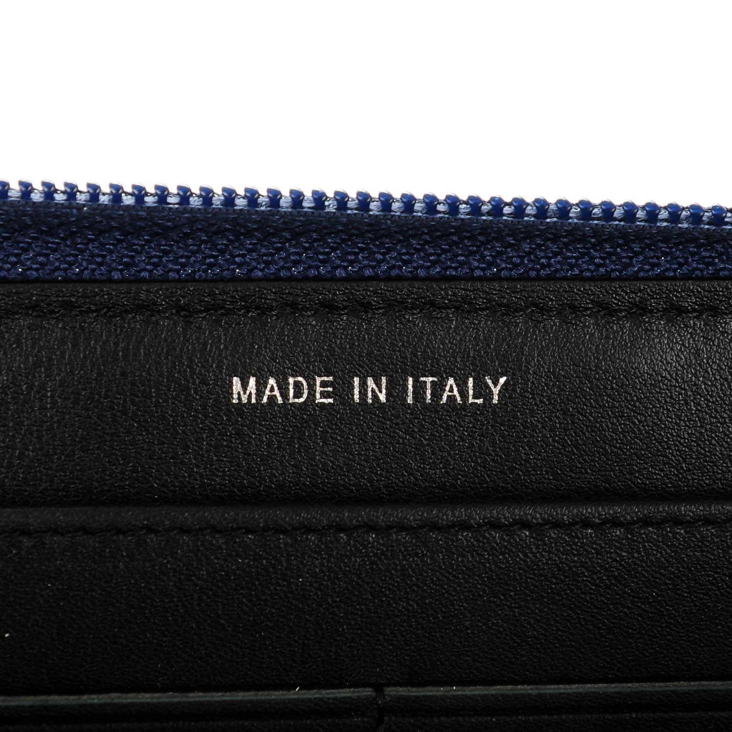 Chanel Calfskin Large Bi-Color Zip Around Boy Wallet Black Navy 7 of 8
