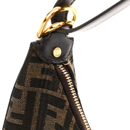Fendi Fabric Jacquard Vitello Grace FF 1974 Small Fendigraphy Hobo Bag Tobacco Moro Ebano 11 of 12