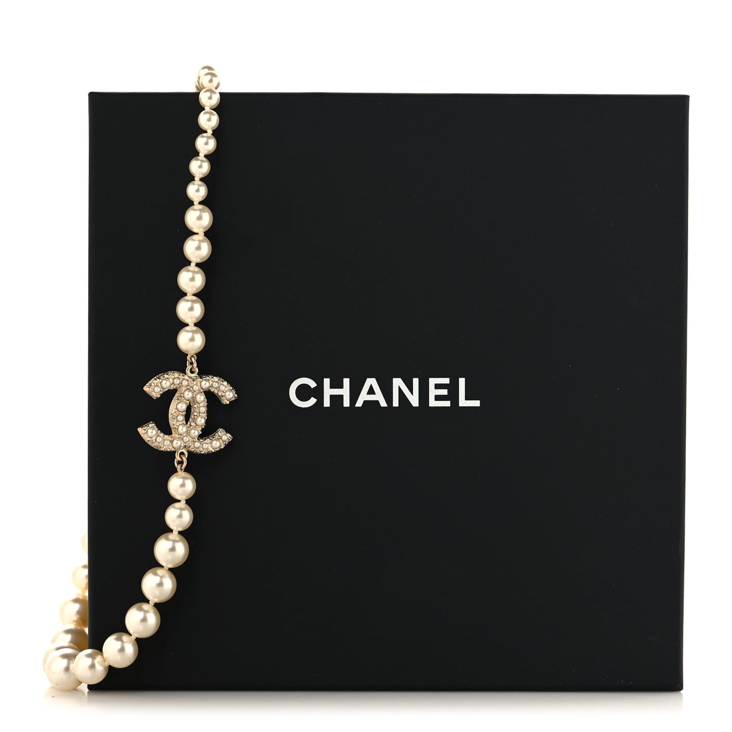 Pearl CC 100th Anniversary Necklace Light Gold