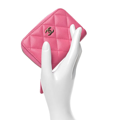 Chanel Caviar Quilted Zip Coin Purse Pink 2 of 13