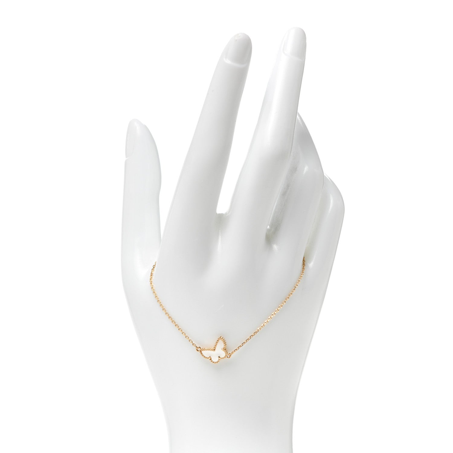 Van Cleef & Arpels 18K Yellow Gold Mother of Pearl Sweet Alhambra Butterfly Bracelet 2 of 6