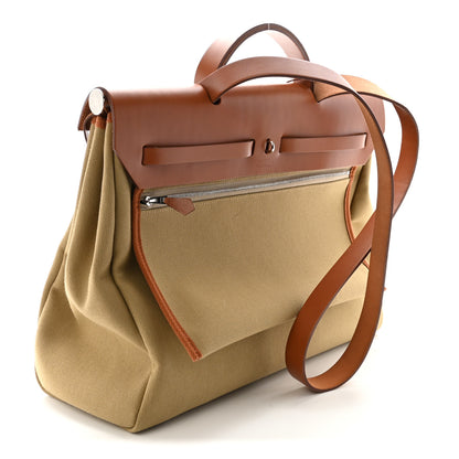 Hermes Military Toile Vache Hunter Herbag Zip Retourne 39 MM Poussiere Fauve 4 of 11