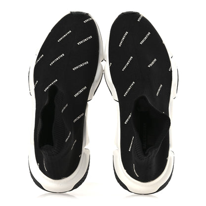 Balenciaga Neoprene Knit Allover Logo Bi-Color Sole Womens Speed Sneakers 35 Black White 4 of 26