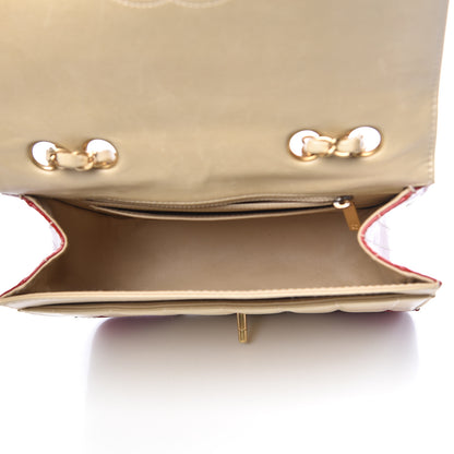 Chanel Lambskin Patent Chocolate Bar Flap Beige Red 5 of 15