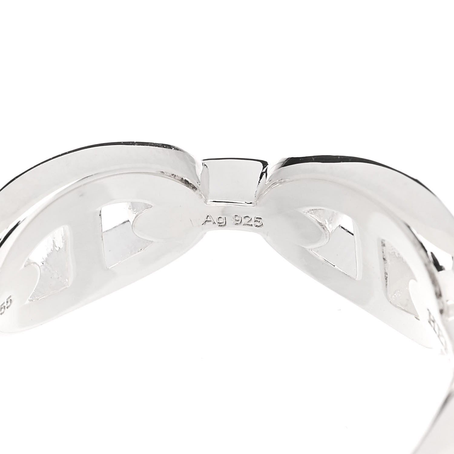 Hermes Sterling Silver PM Chaine d'Ancre Enchainee Band Ring 55 7.25 8 of 9