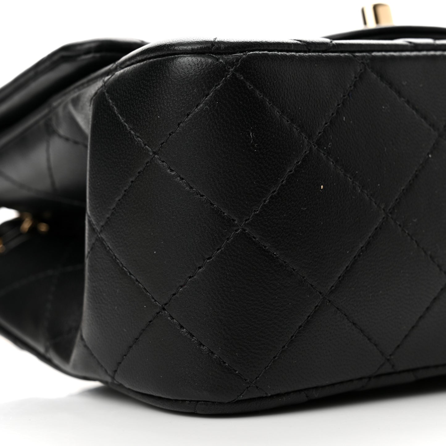Lambskin Quilted Mini Square Flap Black