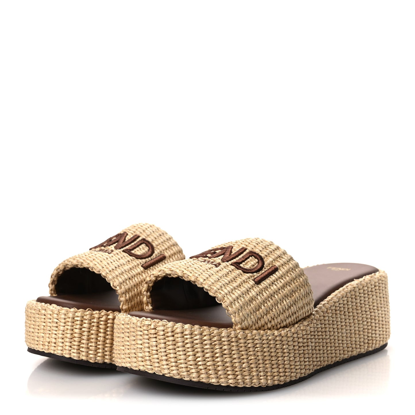 Raffia Womens FF Sunshine Flatform Slide Sandals 39.5 Beige
